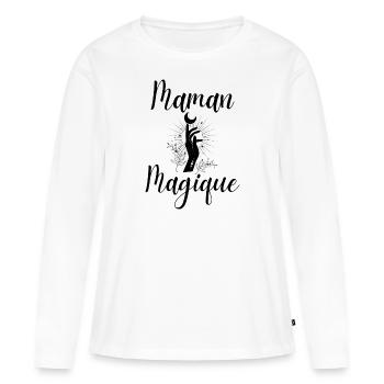 Maman Magique - T-shirt manches longues Premium bio Femme - blanc - Devant - Julia (174cm)