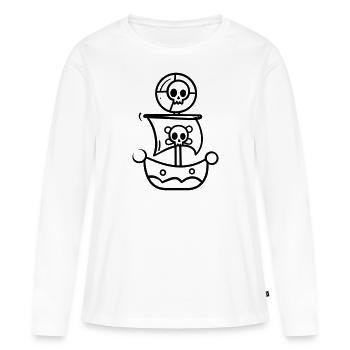 Bateau pirate - T-shirt manches longues Premium bio Femme - blanc - Devant - Julia (174cm)