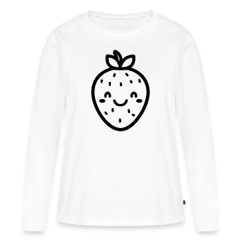 Erdbeere - Frauen Premium Bio Langarmshirt - Weiß - Vorne - Julia (174cm)