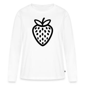 Erdbeere - Frauen Premium Bio Langarmshirt - Weiß - Vorne - Julia (174cm)
