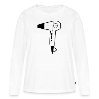 Seche cheveux - T-shirt manches longues Premium bio Femme - blanc - Devant - Julia (174cm)