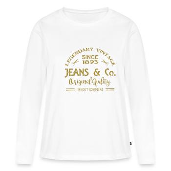 Jeans and Co Vintage Imprint GRUNGE - Women's Premium Organic Long Sleeve Shirt - white - Front - Julia (174cm)