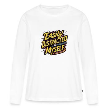 Je suis content de moi-même - distrayez-vous - T-shirt manches longues Premium bio Femme - blanc - Devant - Julia (174cm)