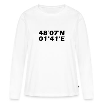 Rennes Koordinaten - Frauen Premium Bio Langarmshirt - Weiß - Vorne - Julia (174cm)