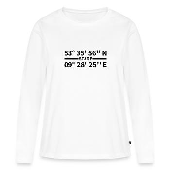 Coordonnées du stade - T-shirt manches longues Premium bio Femme - blanc - Devant - Julia (174cm)