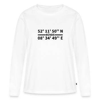 Coordonnées de frette - T-shirt manches longues Premium bio Femme - blanc - Devant - Julia (174cm)