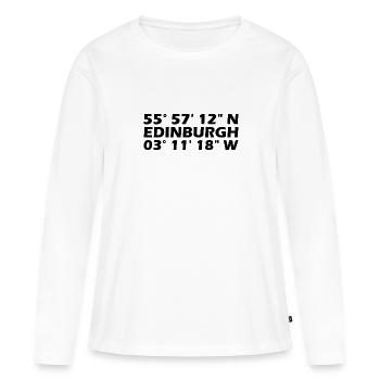 Coordonnées d’Édimbourg - T-shirt manches longues Premium bio Femme - blanc - Devant - Julia (174cm)