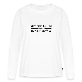 Coordonnées de Vannes - T-shirt manches longues Premium bio Femme - blanc - Devant - Julia (174cm)