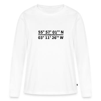Coordonnées d’Édimbourg - T-shirt manches longues Premium bio Femme - blanc - Devant - Julia (174cm)