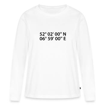 Coordonnées de Leverkusen - T-shirt manches longues Premium bio Femme - blanc - Devant - Julia (174cm)