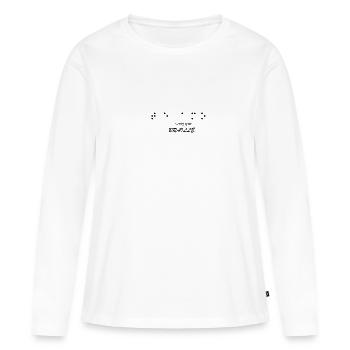 ILY BRAILLE - Frauen Premium Bio Langarmshirt - Weiß - Vorne - Julia (174cm)
