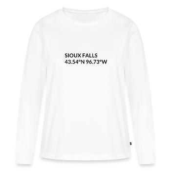 Sioux Falls, Dakota du Sud, États-Unis Coordonnées - T-shirt manches longues Premium bio Femme - blanc - Devant - Julia (174cm)