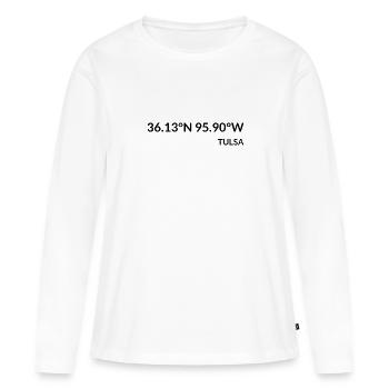 Tulsa, Oklahoma, États-Unis Coordonnées - T-shirt manches longues Premium bio Femme - blanc - Devant - Julia (174cm)