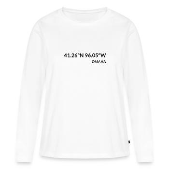 Coordonnées Omaha, Nebraska, États-Unis - T-shirt manches longues Premium bio Femme - blanc - Devant - Julia (174cm)