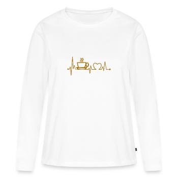 Café café café café cadeau caféine - T-shirt manches longues Premium bio Femme - blanc - Devant - Julia (174cm)