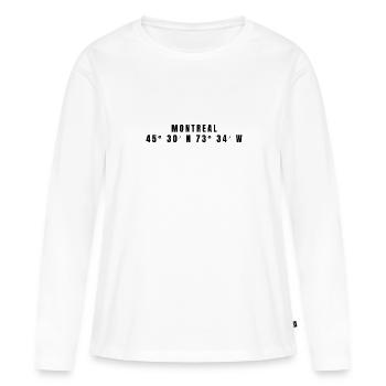 Montreal, Canada Coordinates - Women's Premium Organic Long Sleeve Shirt - white - Front - Julia (174cm)