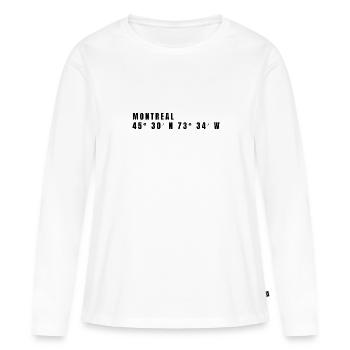 Montreal, Canada Coordinates - Women's Premium Organic Long Sleeve Shirt - white - Front - Julia (174cm)