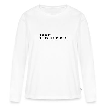 Coordonnées Calgary, Canada - T-shirt manches longues Premium bio Femme - blanc - Devant - Julia (174cm)
