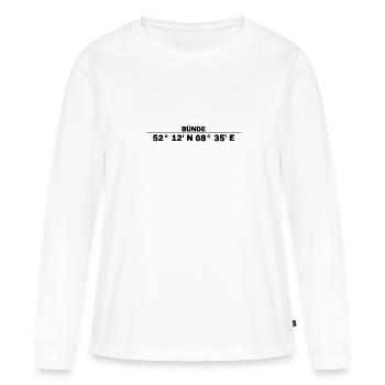 Coordonnées Frets - T-shirt manches longues Premium bio Femme - blanc - Devant - Julia (174cm)
