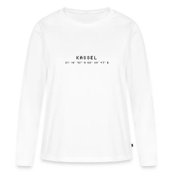 Coordonnées de Kassel - T-shirt manches longues Premium bio Femme - blanc - Devant - Julia (174cm)