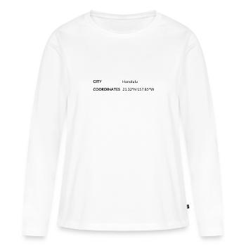 les coordonnées de Honolulu, Hawaï, États-Unis - T-shirt manches longues Premium bio Femme - blanc - Devant - Julia (174cm)
