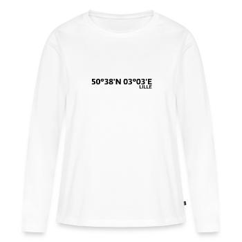 Coordonnées de Lille - T-shirt manches longues Premium bio Femme - blanc - Devant - Julia (174cm)