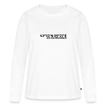 Coordonnées d’Aix-en-Provence - T-shirt manches longues Premium bio Femme - blanc - Devant - Julia (174cm)