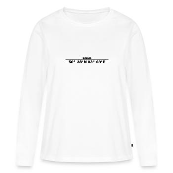 Coordonnées de Lille - T-shirt manches longues Premium bio Femme - blanc - Devant - Julia (174cm)