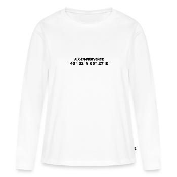 Coordonnées d’Aix-en-Provence - T-shirt manches longues Premium bio Femme - blanc - Devant - Julia (174cm)