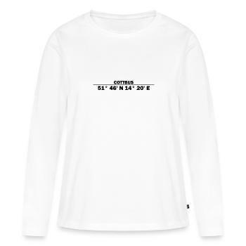 Cottbus Koordinaten - Frauen Premium Bio Langarmshirt - Weiß - Vorne - Julia (174cm)
