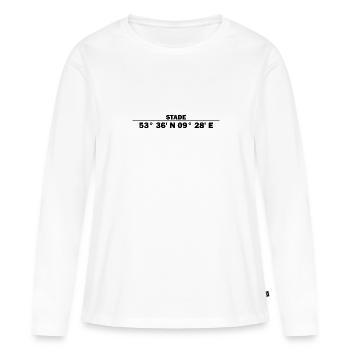 Coordonnées du stade - T-shirt manches longues Premium bio Femme - blanc - Devant - Julia (174cm)