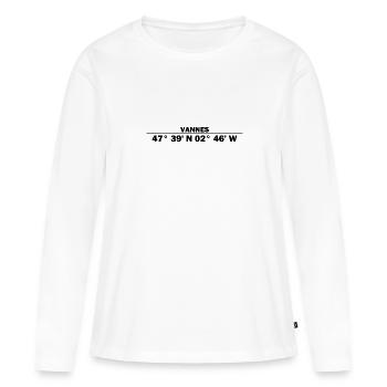 Coordonnées de Vannes - T-shirt manches longues Premium bio Femme - blanc - Devant - Julia (174cm)