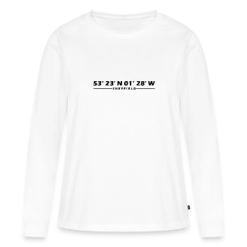 Coordonnées de Sheffield - T-shirt manches longues Premium bio Femme - blanc - Devant - Julia (174cm)
