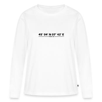 Coordonnées de Turin - T-shirt manches longues Premium bio Femme - blanc - Devant - Julia (174cm)
