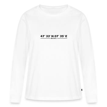 Basel Koordinaten - Frauen Premium Bio Langarmshirt - Weiß - Vorne - Julia (174cm)