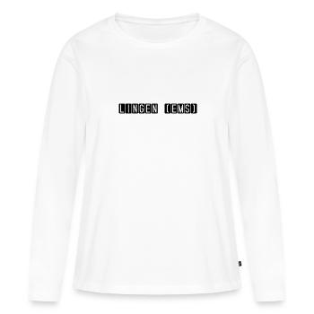 Panneau de l’aéroport de Lingen (Ems) - T-shirt manches longues Premium bio Femme - blanc - Devant - Julia (174cm)