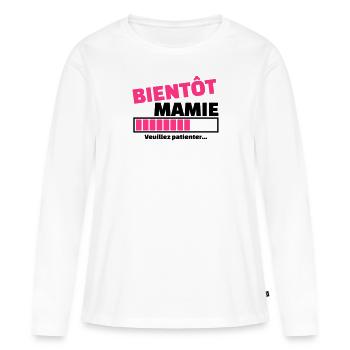bientôt mamie - T-shirt manches longues Premium bio Femme - blanc - Devant - Julia (174cm)