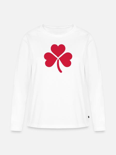 Kleeblatt - Frauen Premium Bio Langarmshirt - Weiß