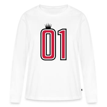 01 eins krone 1 nummer - Frauen Premium Bio Langarmshirt - Weiß - Vorne - Julia (174cm)