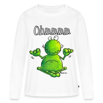 Yoga Frosch - Frösche - Meditation - Frauen Premium Bio Langarmshirt - Weiß - Vorne - Julia (174cm)