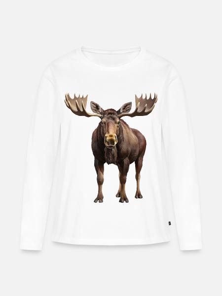 Elch - Frauen Premium Bio Langarmshirt - Weiß