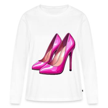 Talons hauts roses brillants - T-shirt manches longues Premium bio Femme - blanc - Devant - Julia (174cm)