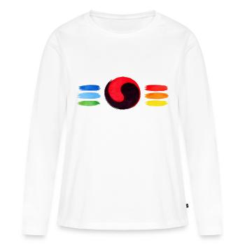 Colorful Yin Yang Brush Art – Balance & Harmony Sy - T-shirt manches longues Premium bio Femme - blanc - Devant - Julia (174cm)