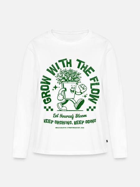 Wachse mit der Blume - Frauen Premium Bio Langarmshirt - Weiß