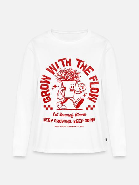Wachse mit der Blüte - Frauen Premium Bio Langarmshirt - Weiß