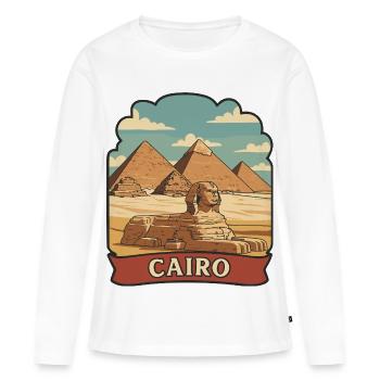 Kairo Ägypten Pyramiden Sphinx Retro-Aufkleber - Frauen Premium Bio Langarmshirt - Weiß - Vorne - Julia (174cm)