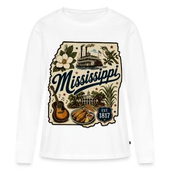 Mississippi Magnolia State Vintage-Aufkleber - Frauen Premium Bio Langarmshirt - Weiß - Vorne - Julia (174cm)
