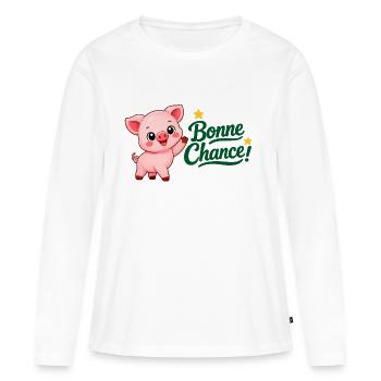 Piwi le cochon - T-shirt manches longues Premium bio Femme - blanc - Devant - Julia (174cm)