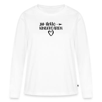 Hello Kindergarten - Kindergarten - Frauen Premium Bio Langarmshirt - Weiß - Vorne - Julia (174cm)