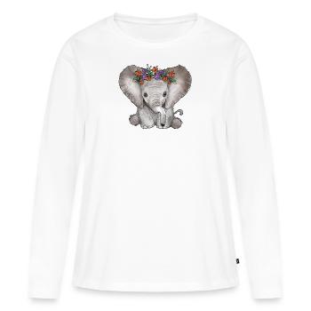 Éléphant de chéri - T-shirt manches longues Premium bio Femme - blanc - Devant - Julia (174cm)